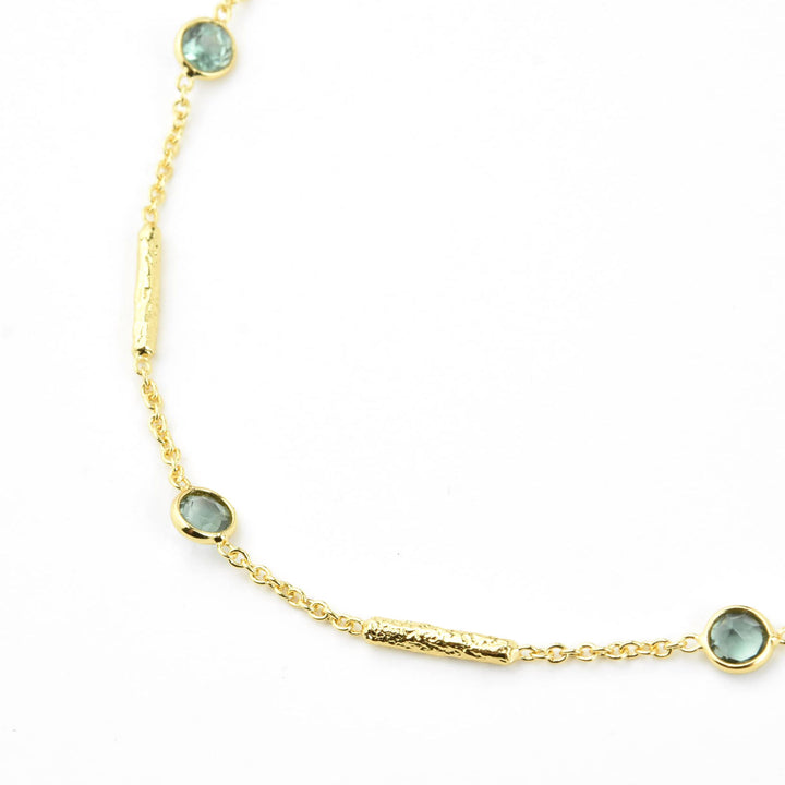 Green Tourmaline Station Necklace