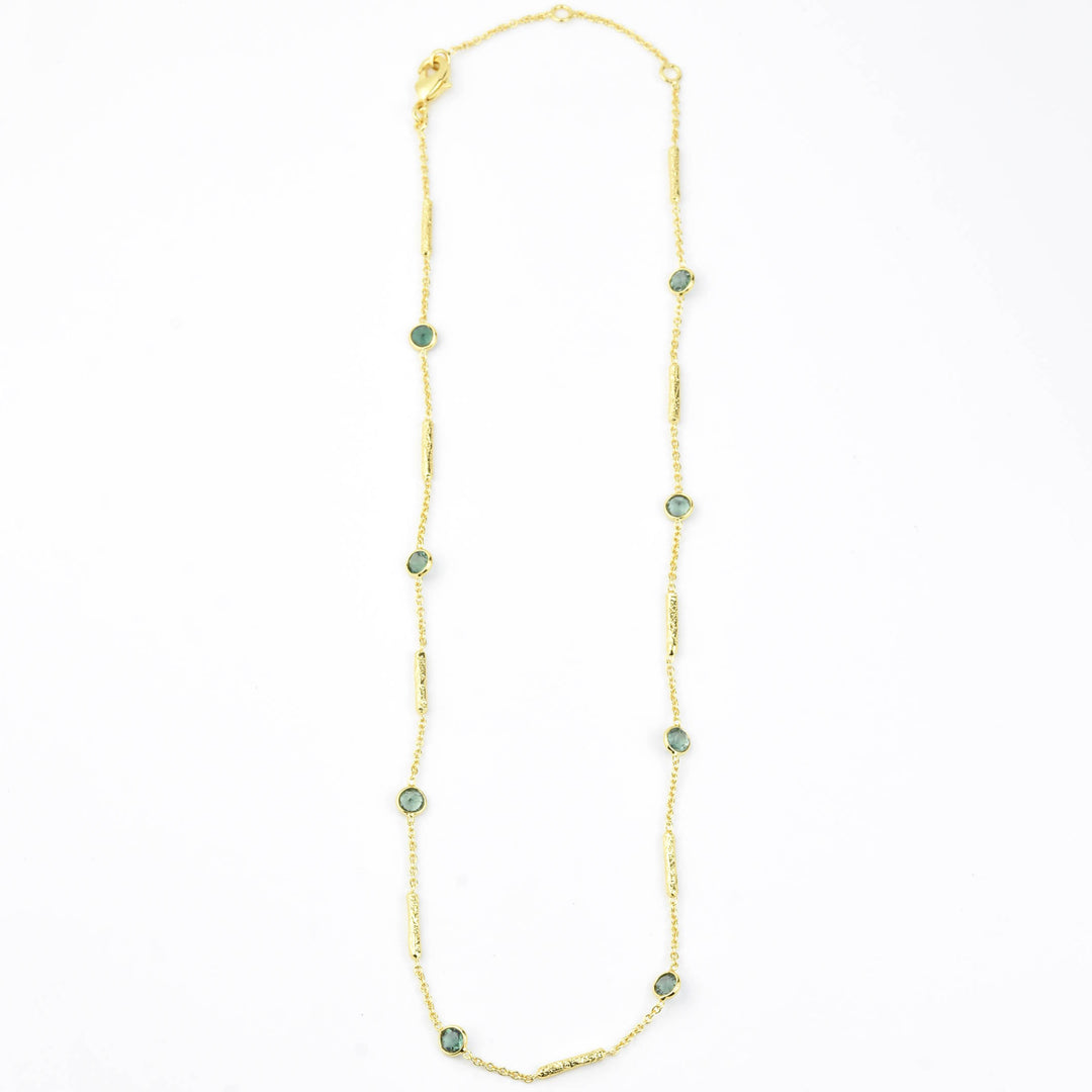 Green Tourmaline Station Necklace