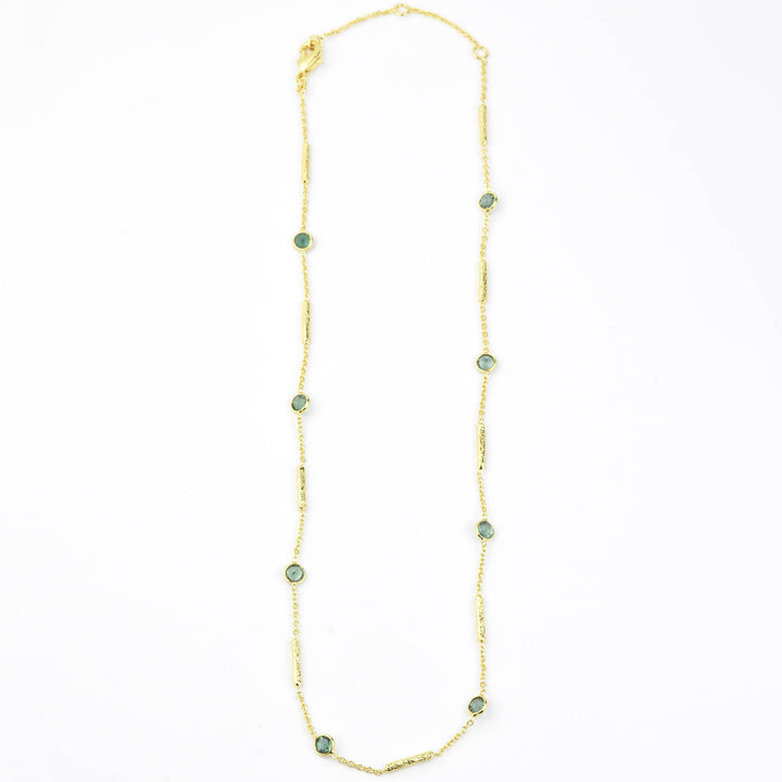 Green Tourmaline Station Necklace