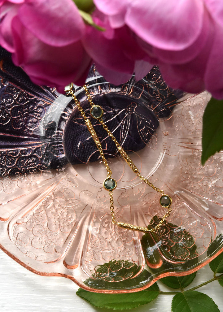 Green Tourmaline Station Necklace