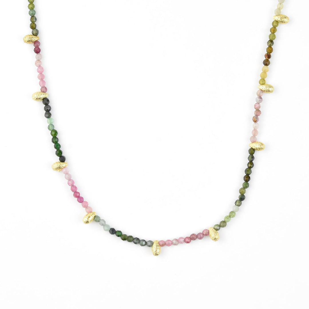 Tourmaline Necklace with Gold Plated Accents - Goldmakers Fine Jewelry