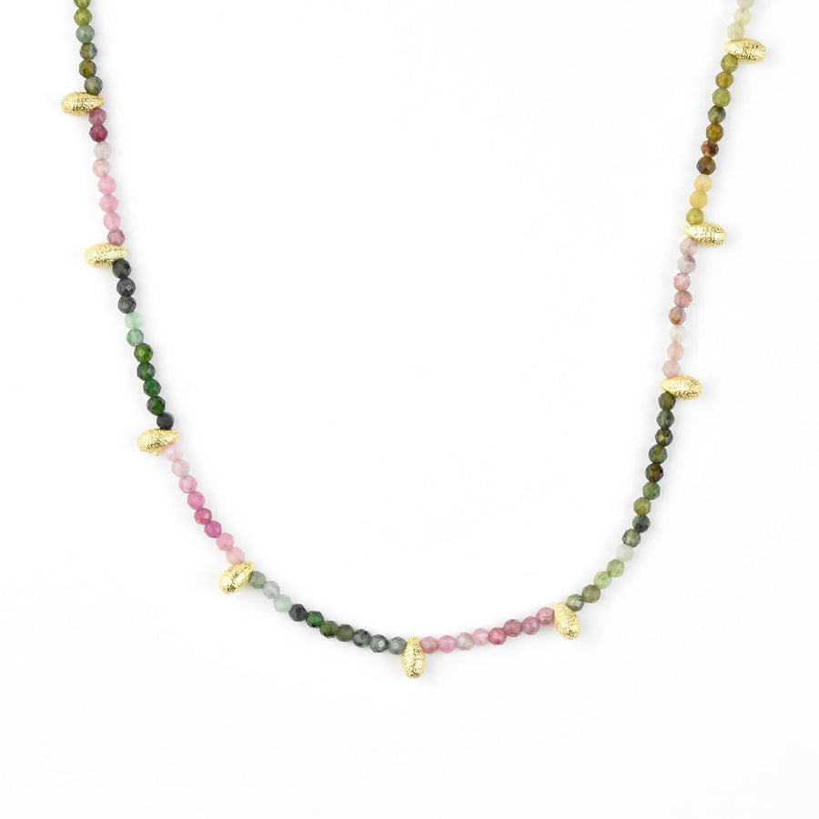 Tourmaline Necklace with Gold Plated Accents - Goldmakers Fine Jewelry