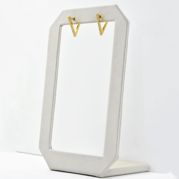 Aimee CZ Triangle Hoops - Goldmakers Fine Jewelry