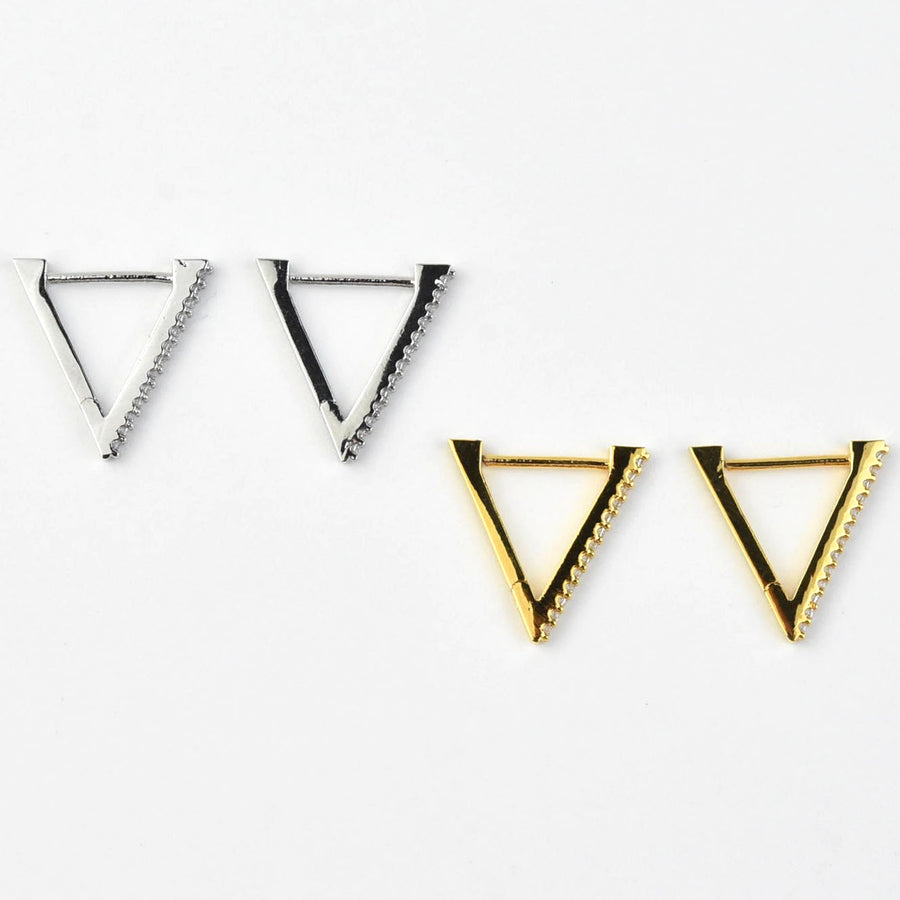 Aimee CZ Triangle Hoops - Goldmakers Fine Jewelry