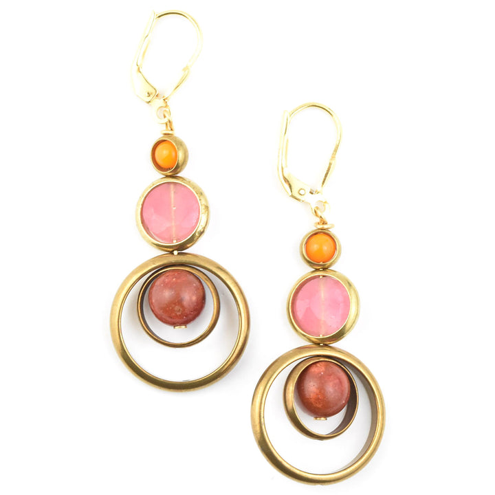 Trifecta Earrings in Pink/Orange - Goldmakers Fine Jewelry