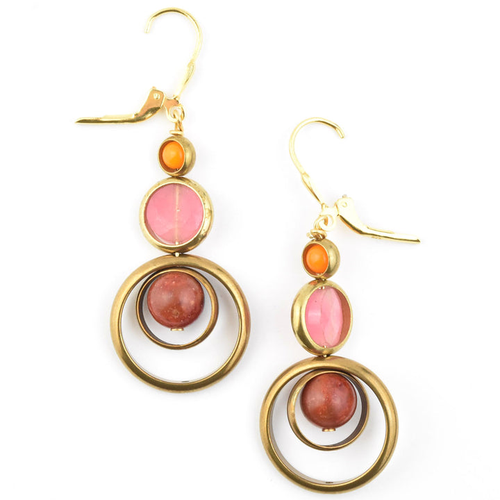 Trifecta Earrings in Pink/Orange - Goldmakers Fine Jewelry