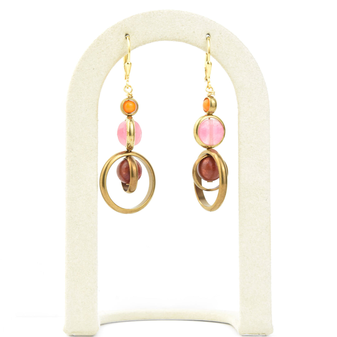 Trifecta Earrings in Pink/Orange - Goldmakers Fine Jewelry