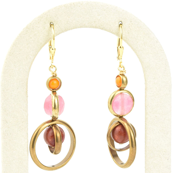 Trifecta Earrings in Pink/Orange - Goldmakers Fine Jewelry