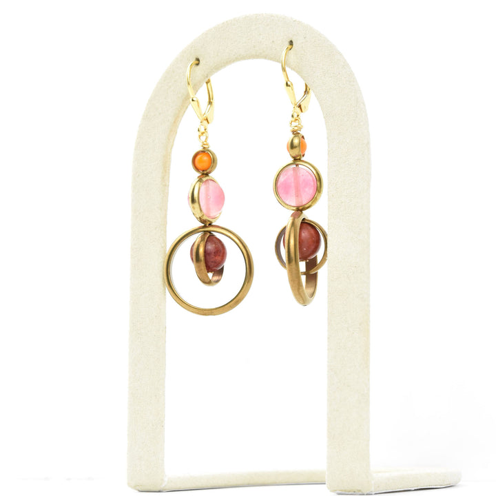 Trifecta Earrings in Pink/Orange - Goldmakers Fine Jewelry