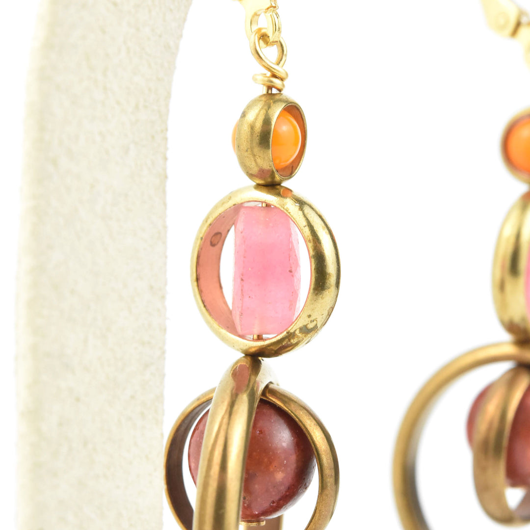 Trifecta Earrings in Pink/Orange - Goldmakers Fine Jewelry