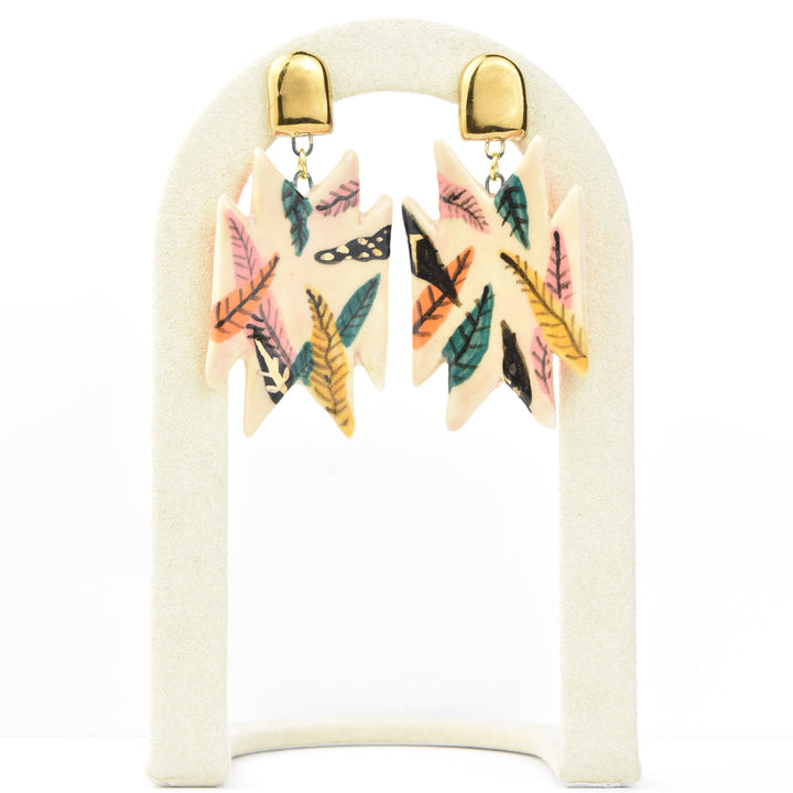 Tropical Jungle Geometric Earrings - Goldmakers Fine Jewelry