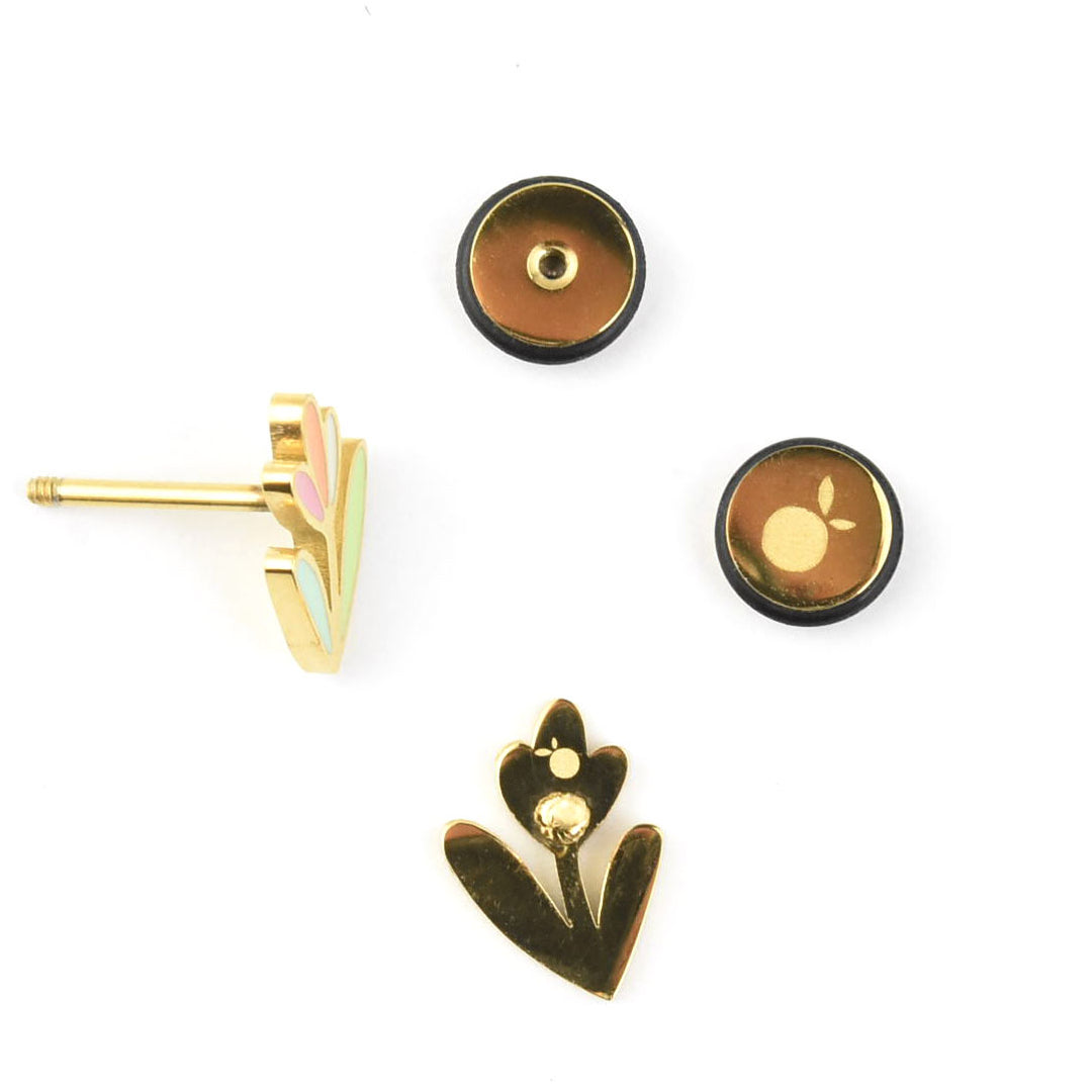 Tulip Flower Studs, Screw-back