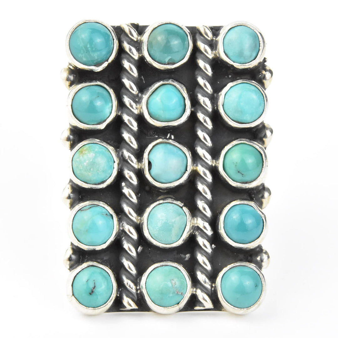 Turquoise Lattice Rings in Sterling Silver - Goldmakers Fine Jewelry