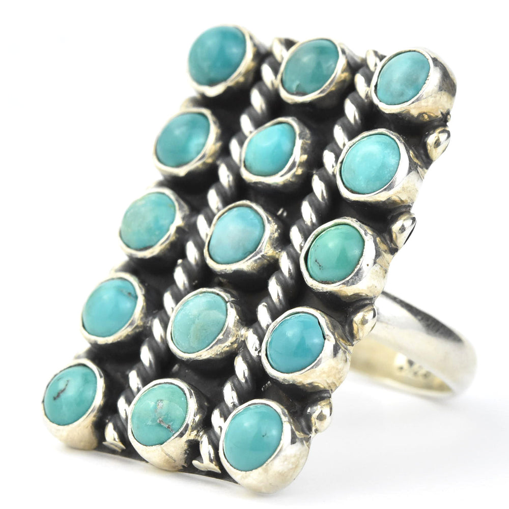 Turquoise Lattice Rings in Sterling Silver - Goldmakers Fine Jewelry