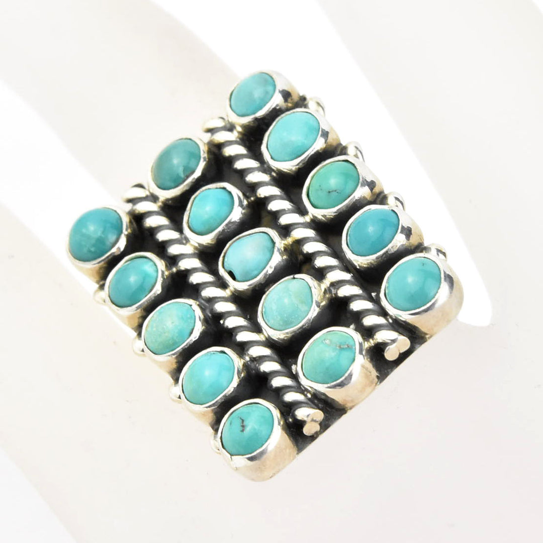 Turquoise Lattice Rings in Sterling Silver - Goldmakers Fine Jewelry