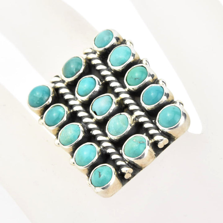 Turquoise Lattice Rings in Sterling Silver - Goldmakers Fine Jewelry
