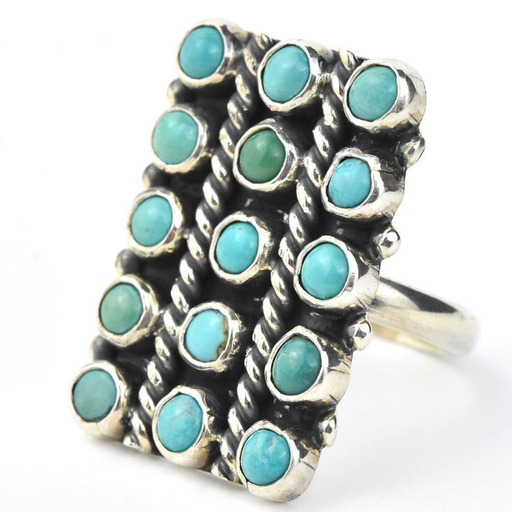 Turquoise Lattice Rings in Sterling Silver - Goldmakers Fine Jewelry
