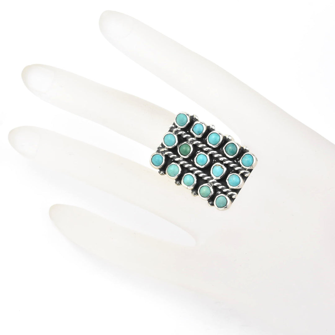 Turquoise Lattice Rings in Sterling Silver - Goldmakers Fine Jewelry