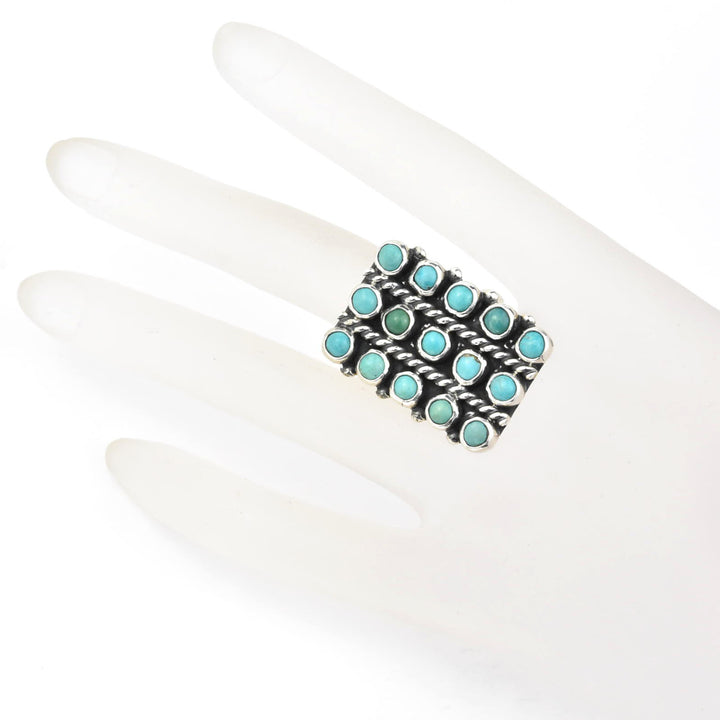 Turquoise Lattice Rings in Sterling Silver - Goldmakers Fine Jewelry