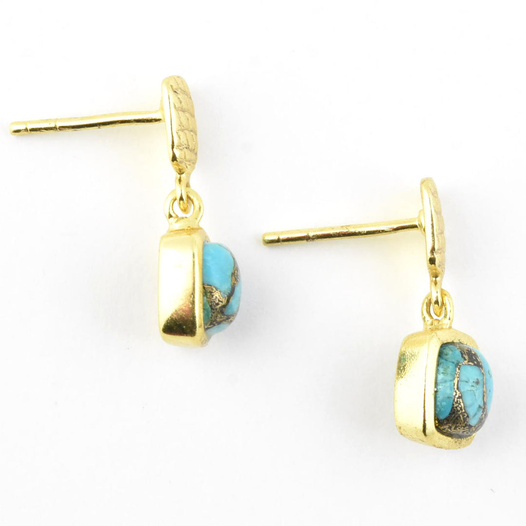 Gold Plated Turquoise Dangles - Goldmakers Fine Jewelry