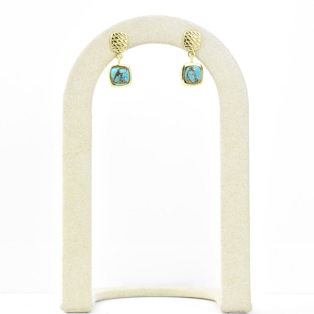 Gold Plated Turquoise Dangles - Goldmakers Fine Jewelry