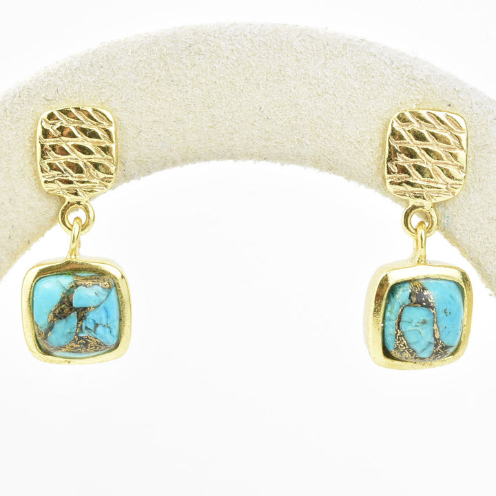 Gold Plated Turquoise Dangles - Goldmakers Fine Jewelry