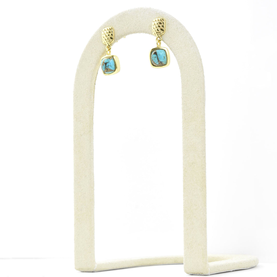 Gold Plated Turquoise Dangles - Goldmakers Fine Jewelry