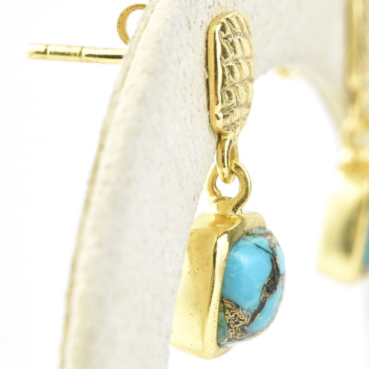 Gold Plated Turquoise Dangles - Goldmakers Fine Jewelry