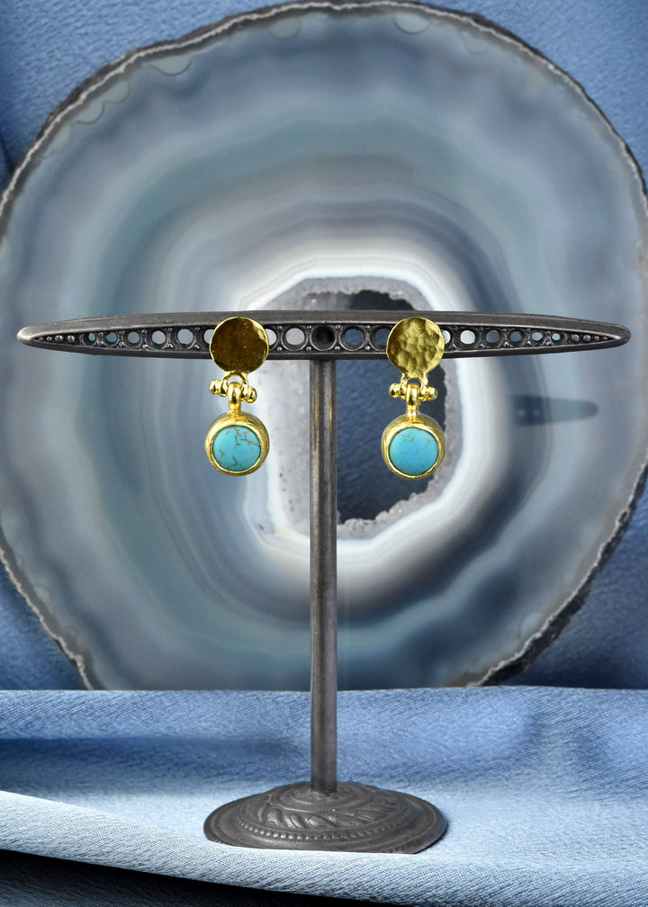 Hammered Turquoise Earrings