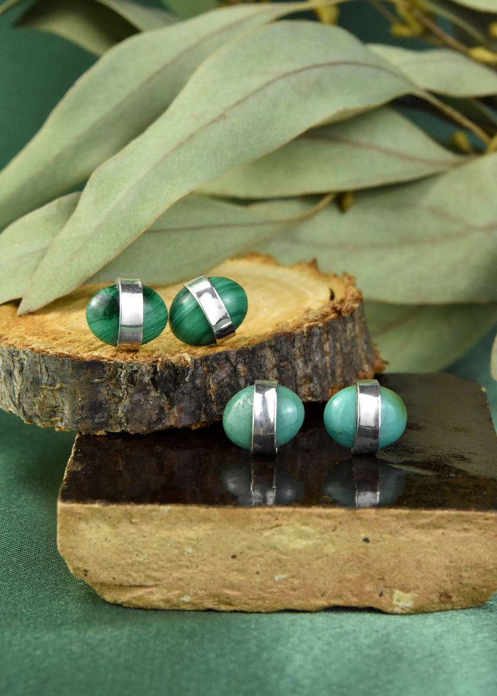 Gemstone Stud Earrings in Sterling Silver