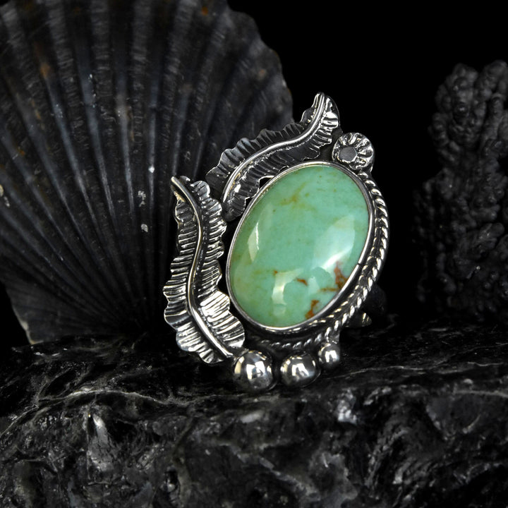 Leafy Turquoise Ring in Sterling Silver - Goldmakers Fine Jewelry