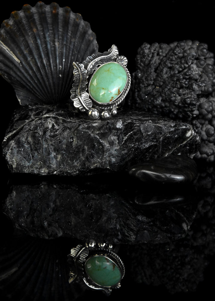 Leafy Turquoise Ring in Sterling Silver - Goldmakers Fine Jewelry