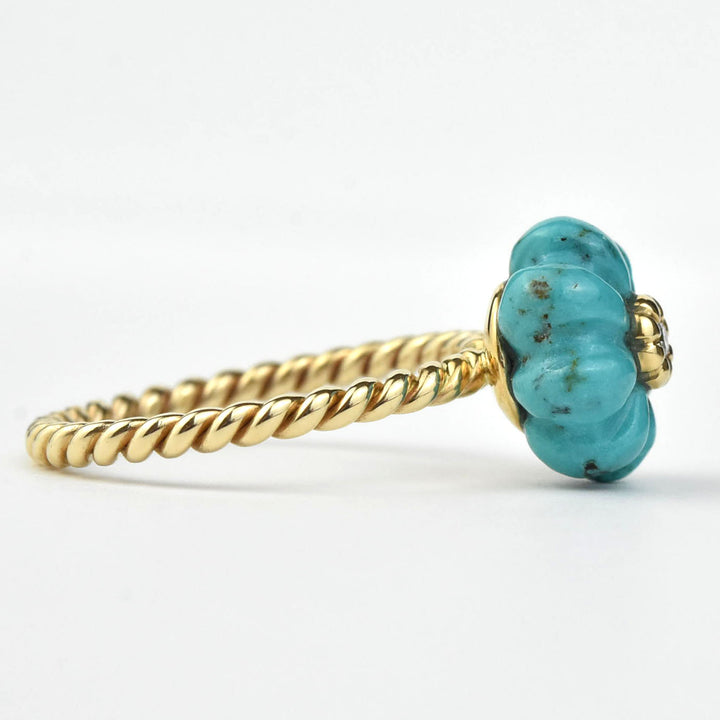 Turquoise Melon Ring in Gold with Diamond - Goldmakers Fine Jewelry