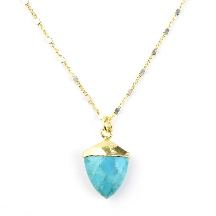Turquoise Shield Necklace with Vermeil Chain