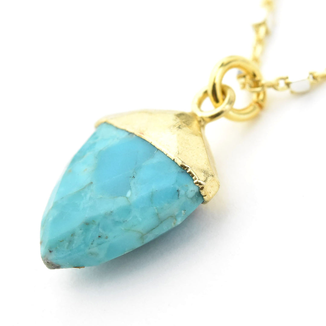 Turquoise Shield Necklace with Vermeil Chain