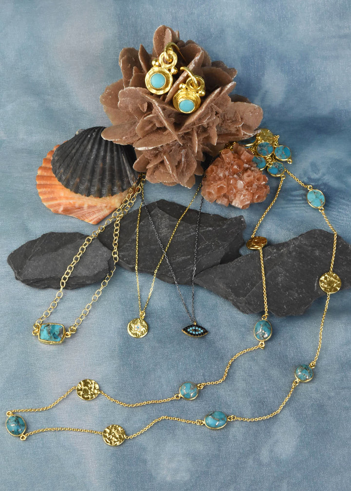 Turquoise Door Knocker Earrings - Goldmakers Fine Jewelry