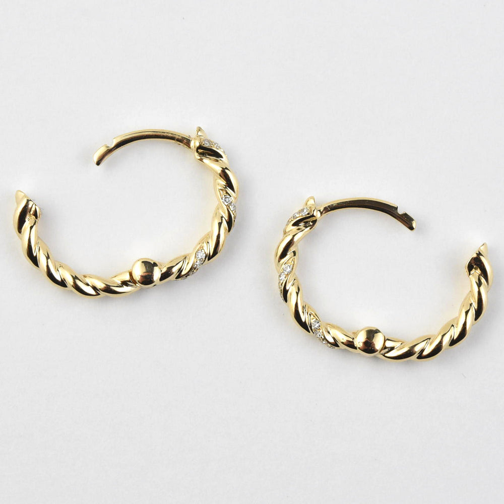Twisted Rope Huggies in Yellow Gold - Goldmakers Fine Jewelry