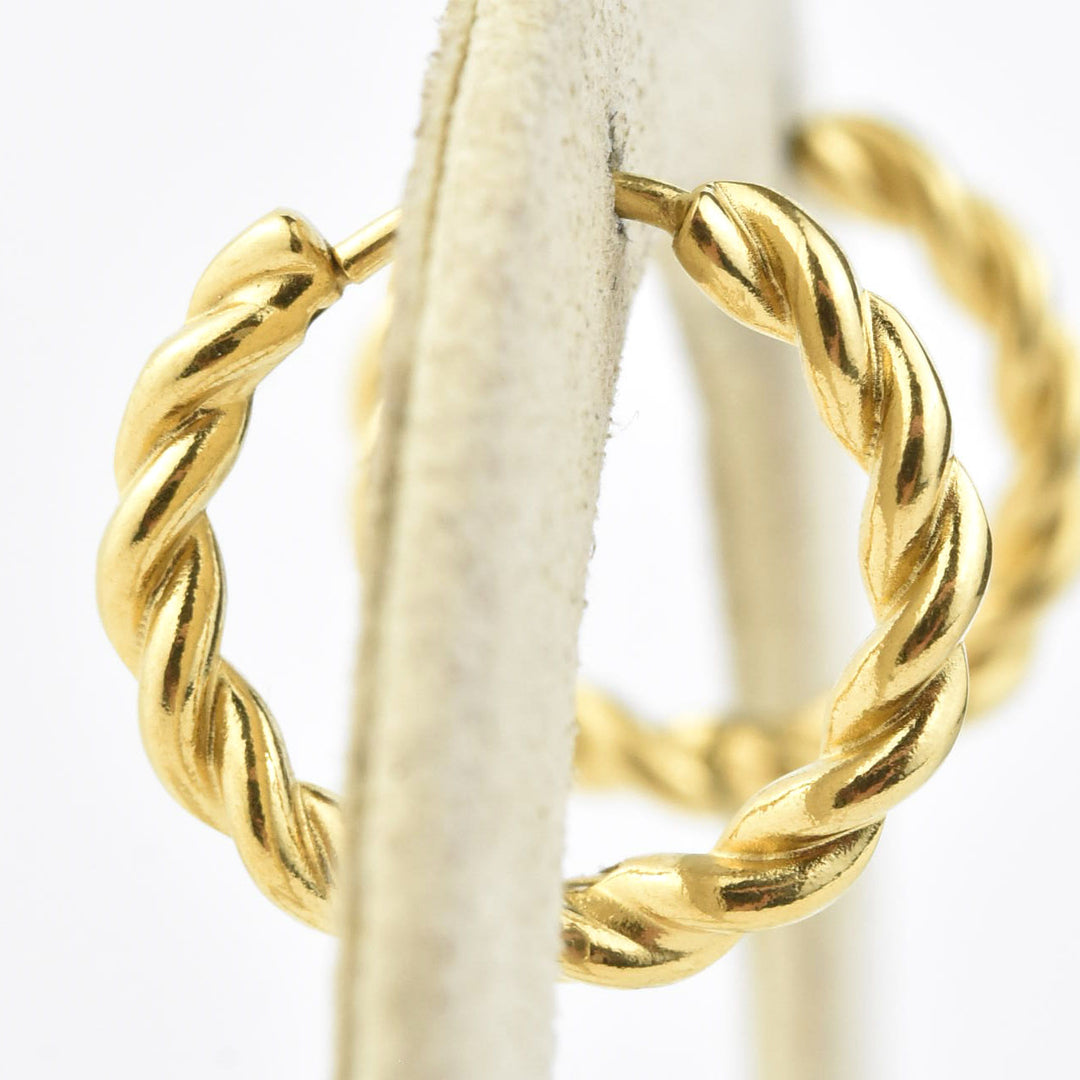 Twisted Rope Rounded Huggie Hoops