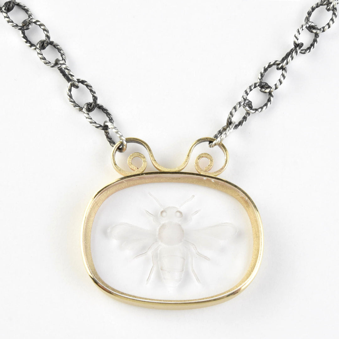 Two Tone Bee Intaglio Necklace