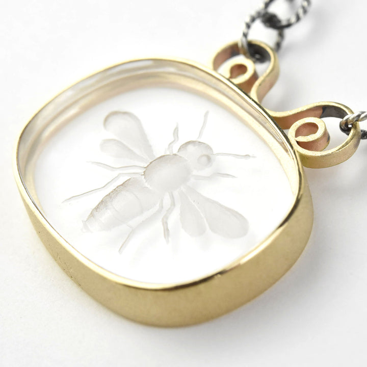 Two Tone Bee Intaglio Necklace