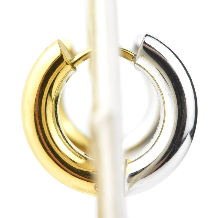 Chunky Rounded Huggie Hoops, Two-tone - Goldmakers Fine Jewelry