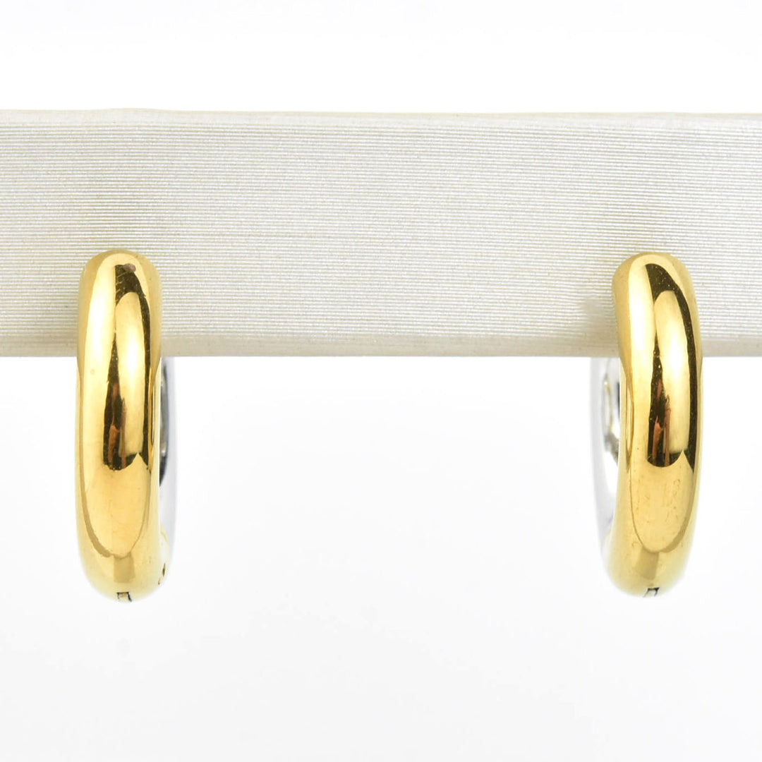 Chunky Rounded Huggie Hoops, Two-tone - Goldmakers Fine Jewelry
