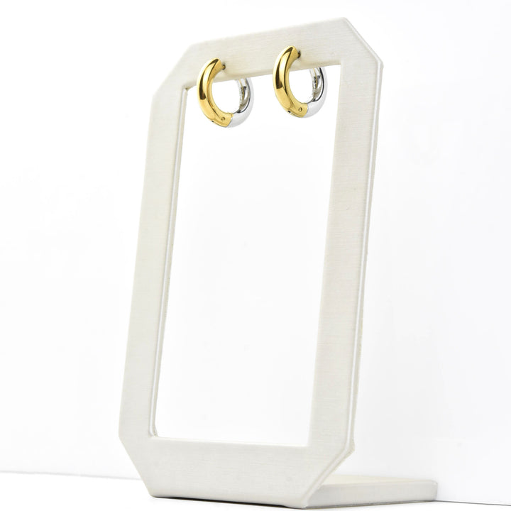 Chunky Rounded Huggie Hoops, Two-tone - Goldmakers Fine Jewelry