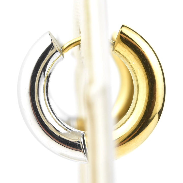 Chunky Rounded Huggie Hoops, Two-tone - Goldmakers Fine Jewelry