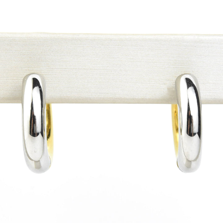 Chunky Rounded Huggie Hoops, Two-tone - Goldmakers Fine Jewelry