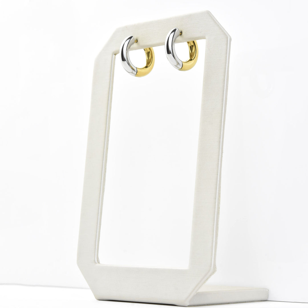 Chunky Rounded Huggie Hoops, Two-tone - Goldmakers Fine Jewelry