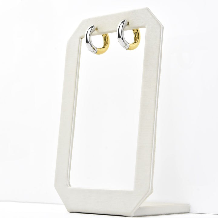 Chunky Rounded Huggie Hoops, Two-tone - Goldmakers Fine Jewelry