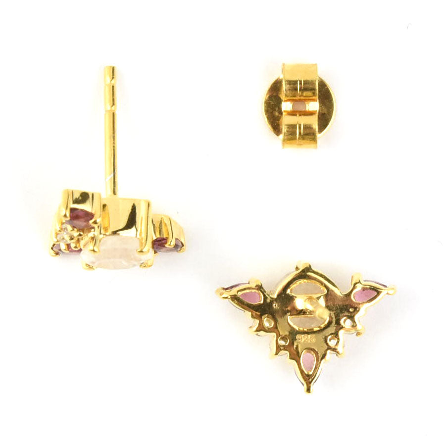 Rainbow Moonstone & Pink Topaz Unicorn Dream Studs - Goldmakers Fine Jewelry