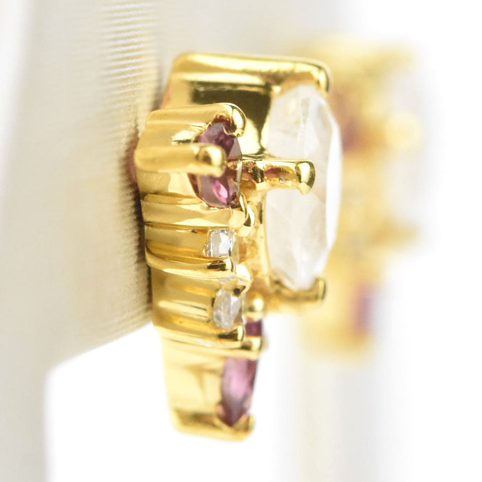Rainbow Moonstone & Pink Topaz Unicorn Dream Studs - Goldmakers Fine Jewelry