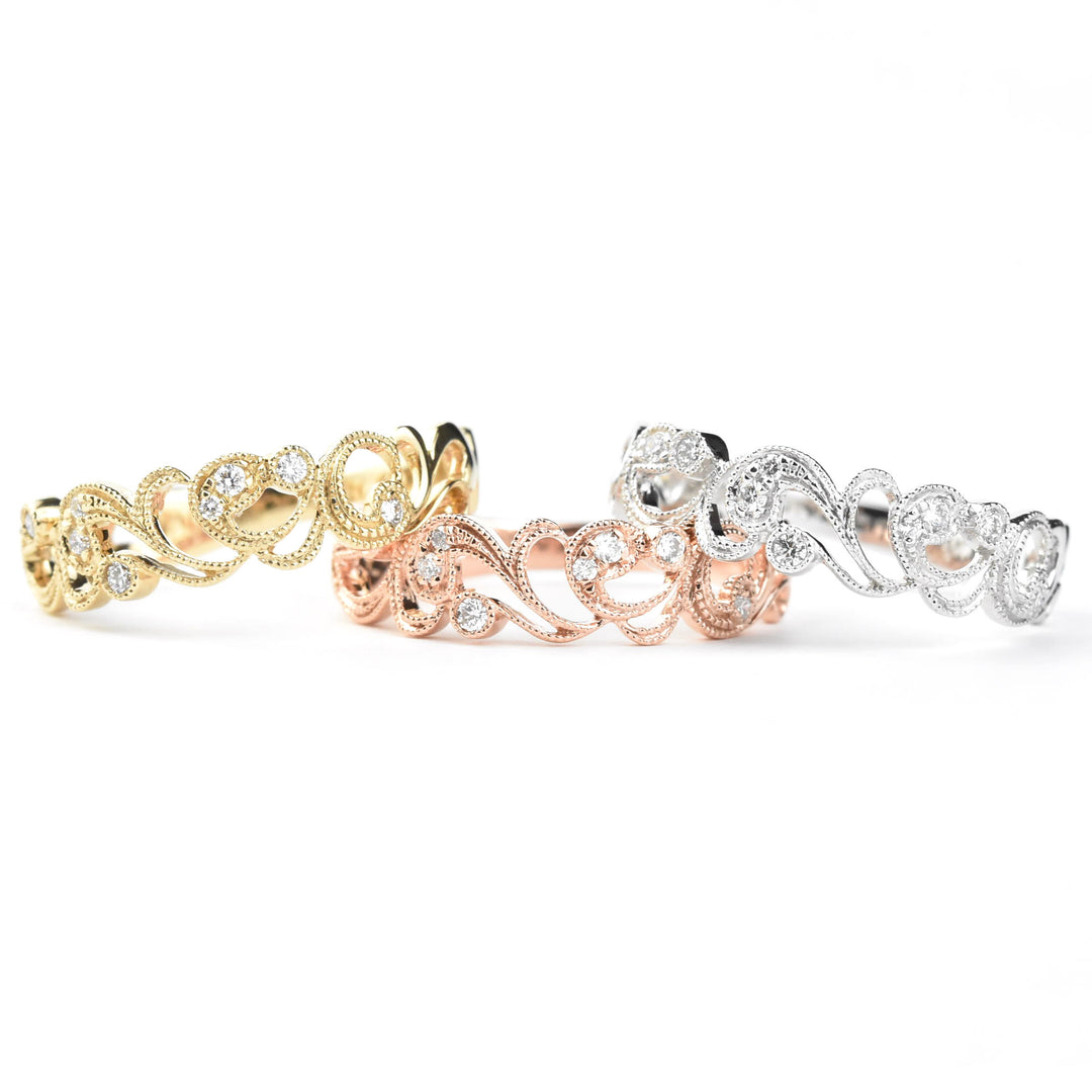 Victorian Ivy Diamond Band in Gold - Goldmakers Fine Jewelry